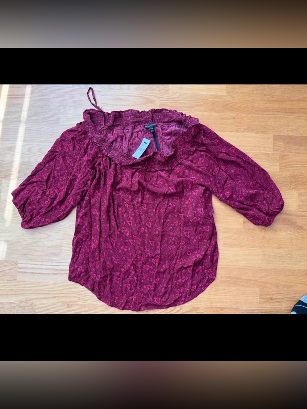 Lane Bryant Off-Shoulder Floral Peasant Top - Burgundy